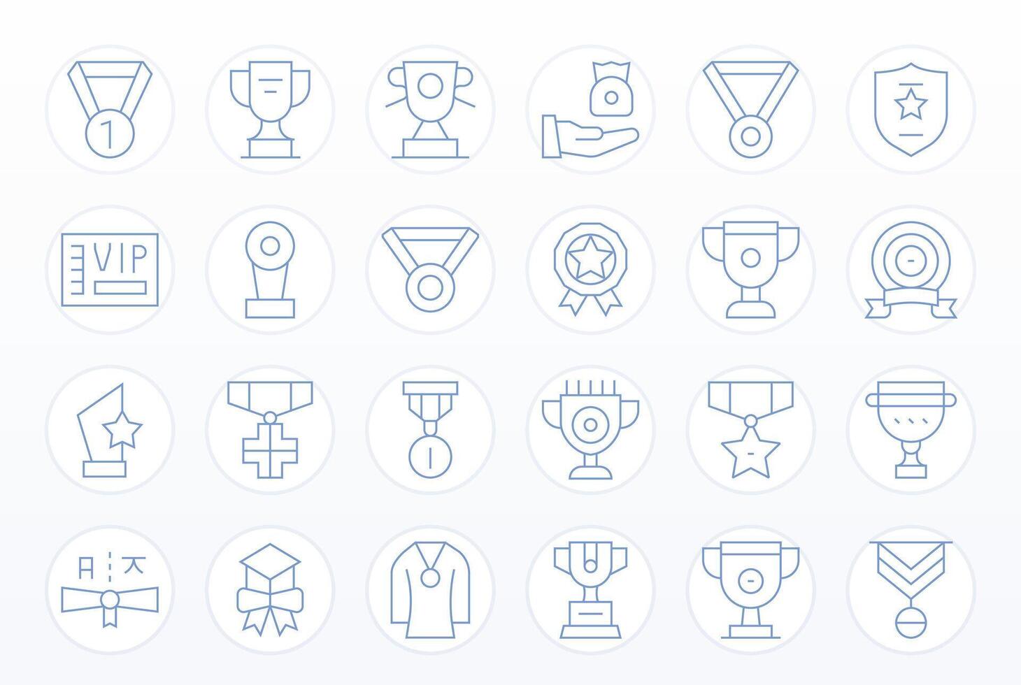 24 Retina Ready Thin Line Icons optimized for Recognition Award Grid Fitted display vector