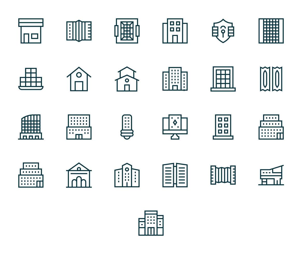 25 Regular Line PIXEL Perfect Icons crafted for Windows 256x256 applications vector