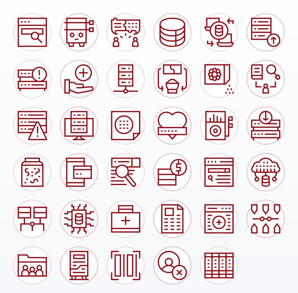 35 Database Display Perfect Icons in 128x128 Regular Line Aesthetic vector