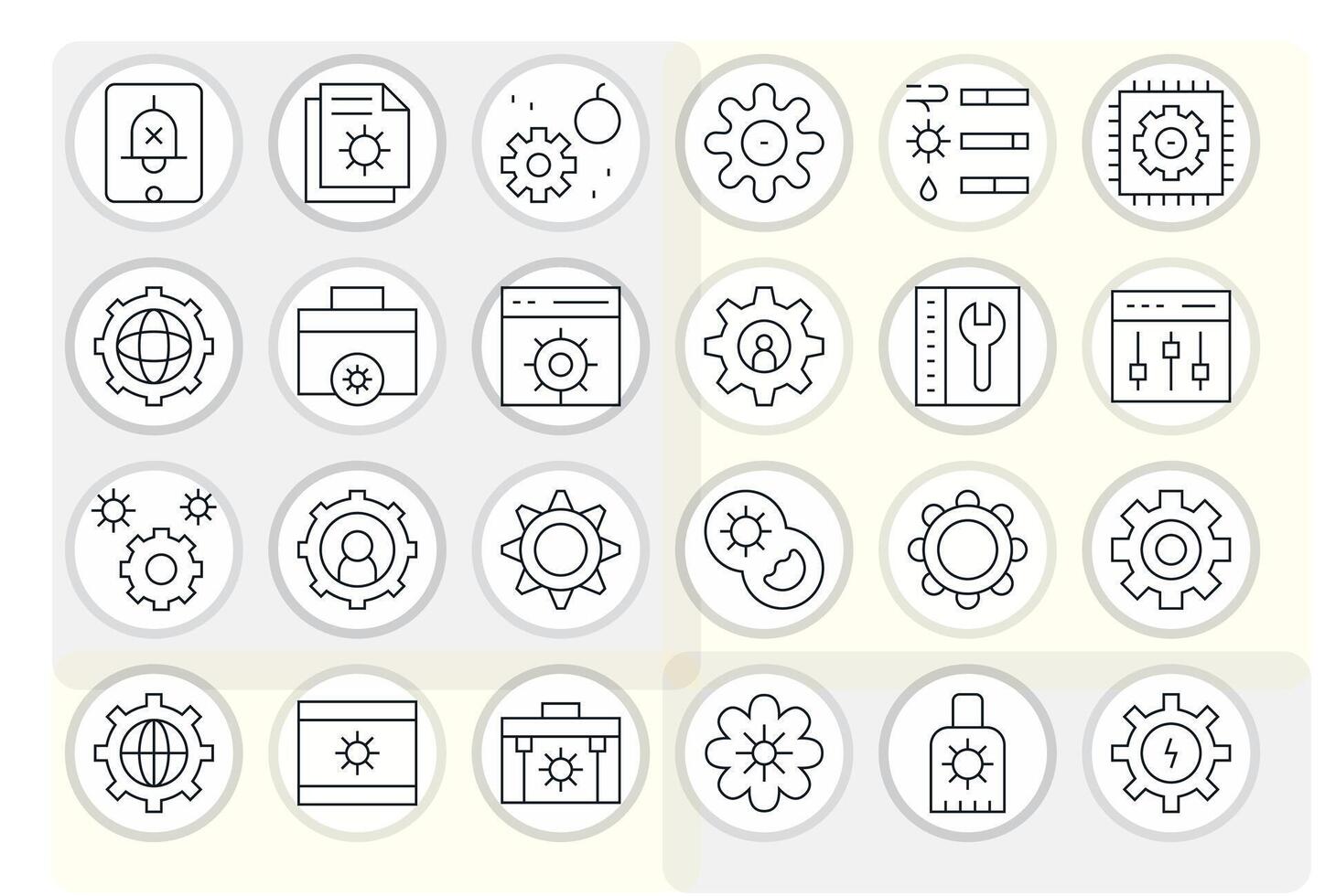 24 256x256 Icons for System Settings in Editable Thin Line Format vector
