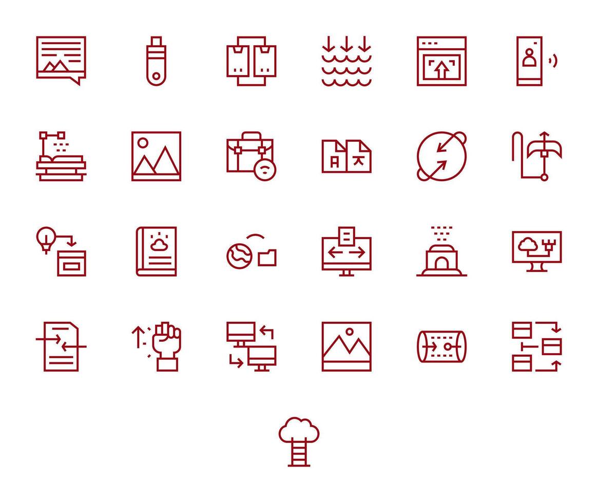 25 Icons inspired by Upload in PIXEL Perfect 128x128 Regular Line quality vector