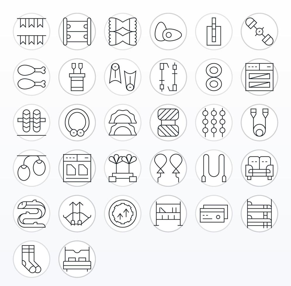 Double Complete Package with 32 64x64 Thin Line Pixel Aligned Icons vector