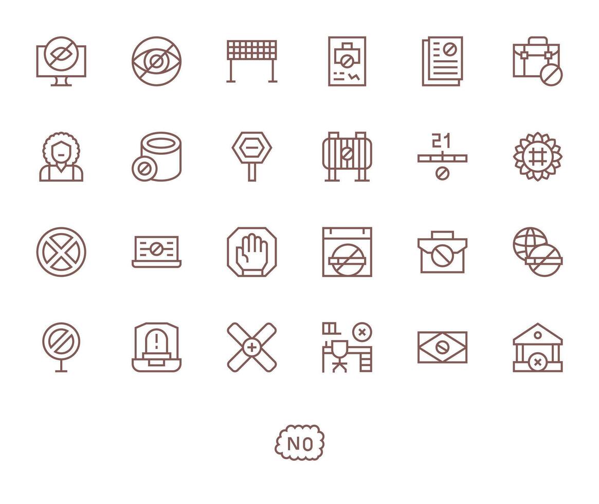 25 Retina Ready Regular Line Icons optimized for No Access Editable display vector