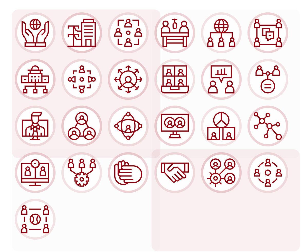 Collaboration Retina Ready Icon Pack with 25 Regular Line Pixel Optimized Elements vector