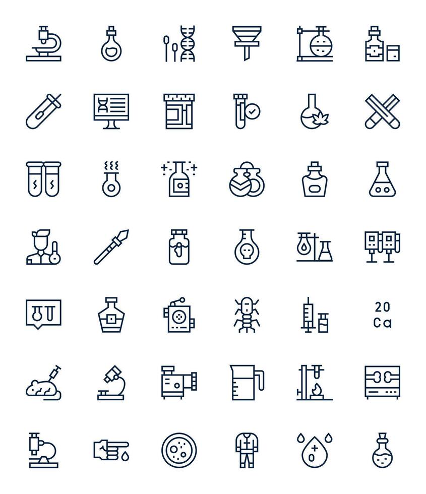 Lab Essential Set including 42 Grid Fitted Regular Line 256x256 Icons vector