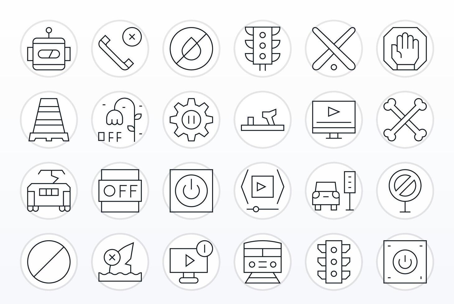 Thin Line Display Perfect Icons from Stop Set with 24 High Resolution Icons vector