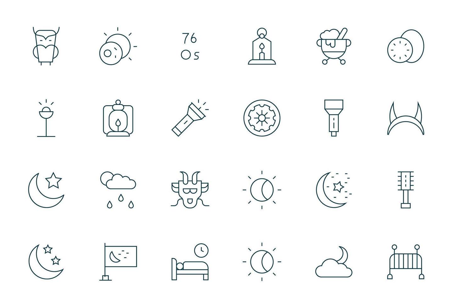 24 Icons for Dark featuring 128x128 Display Perfect Thin Line Graphics vector