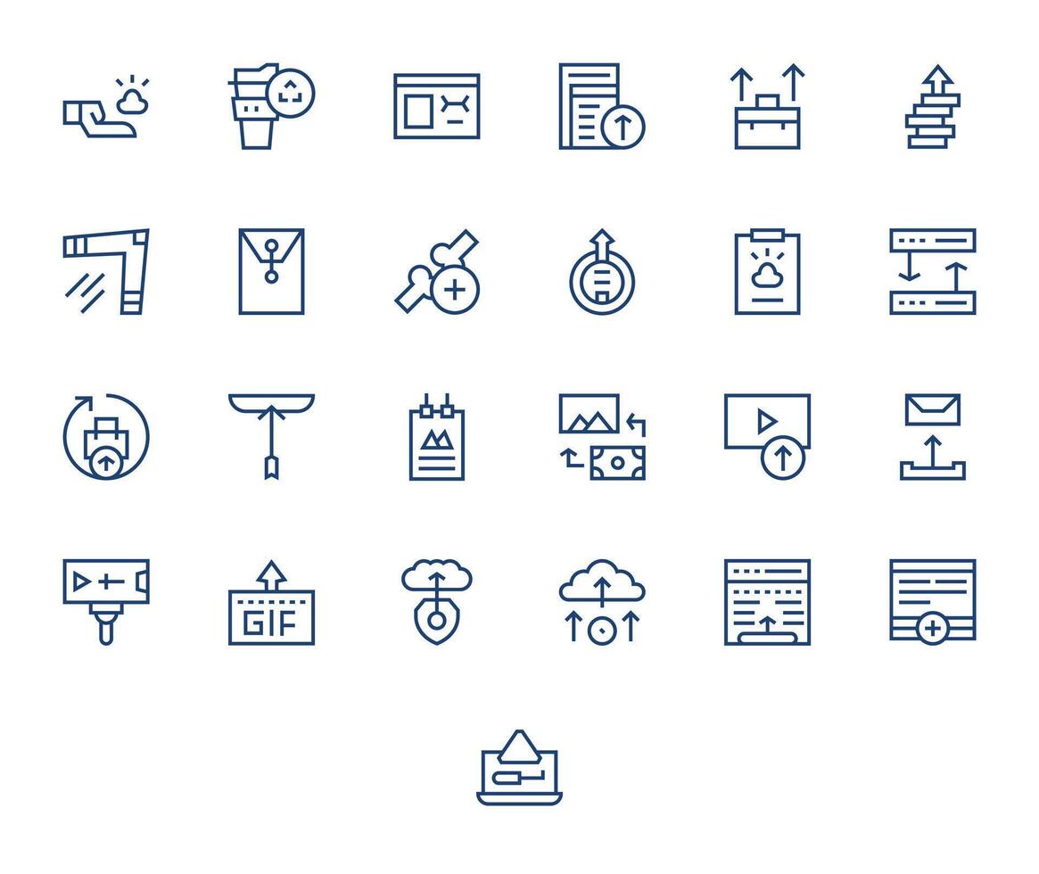 File Upload Icon Repository containing 25 Regular Line 64x64 Pixel Aligned graphics vector