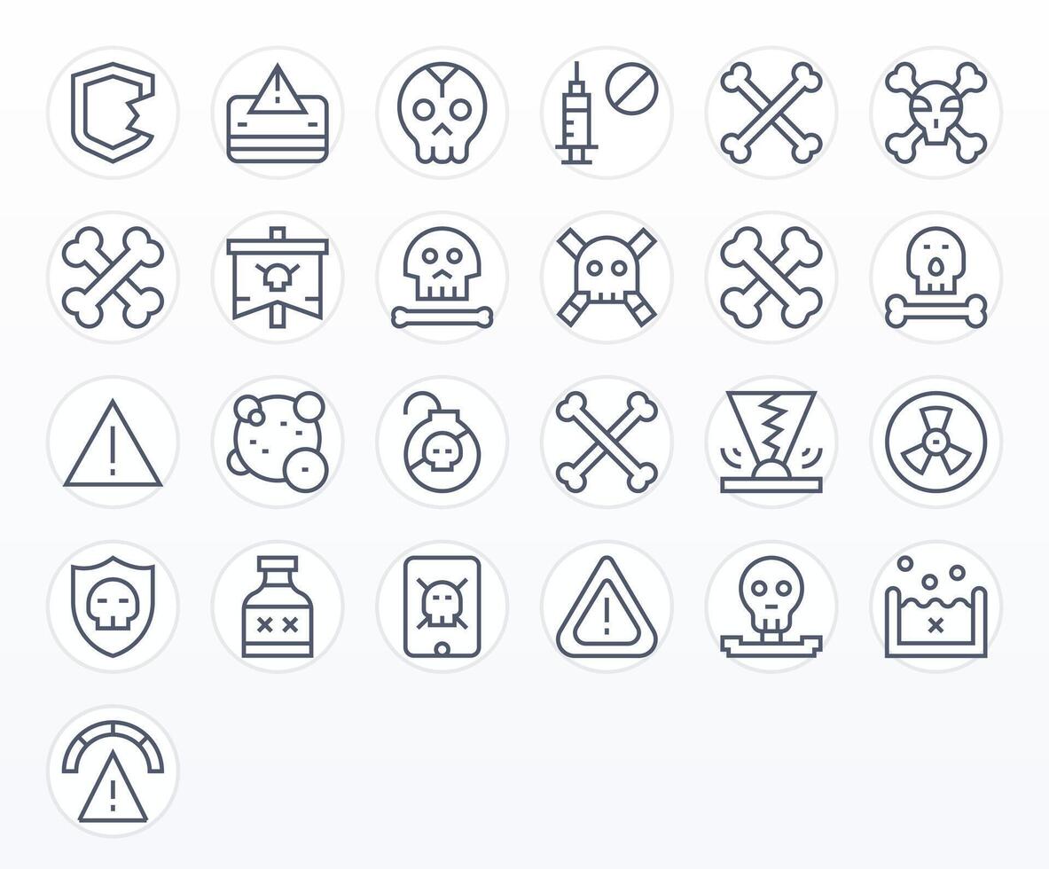 Unsafe Professional Set with 25 Regular Line Pixel Optimized 128x128 Icons vector