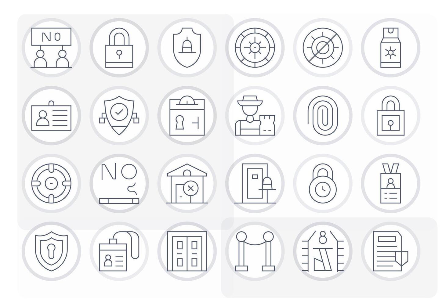 24 High Resolution Thin Line Icons for Access Control with PIXEL Perfect precision vector