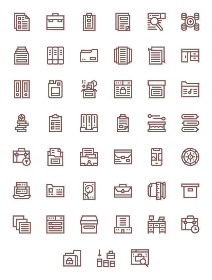 45 Retina Ready Bold Line Icons optimized for Files Display Perfect display vector