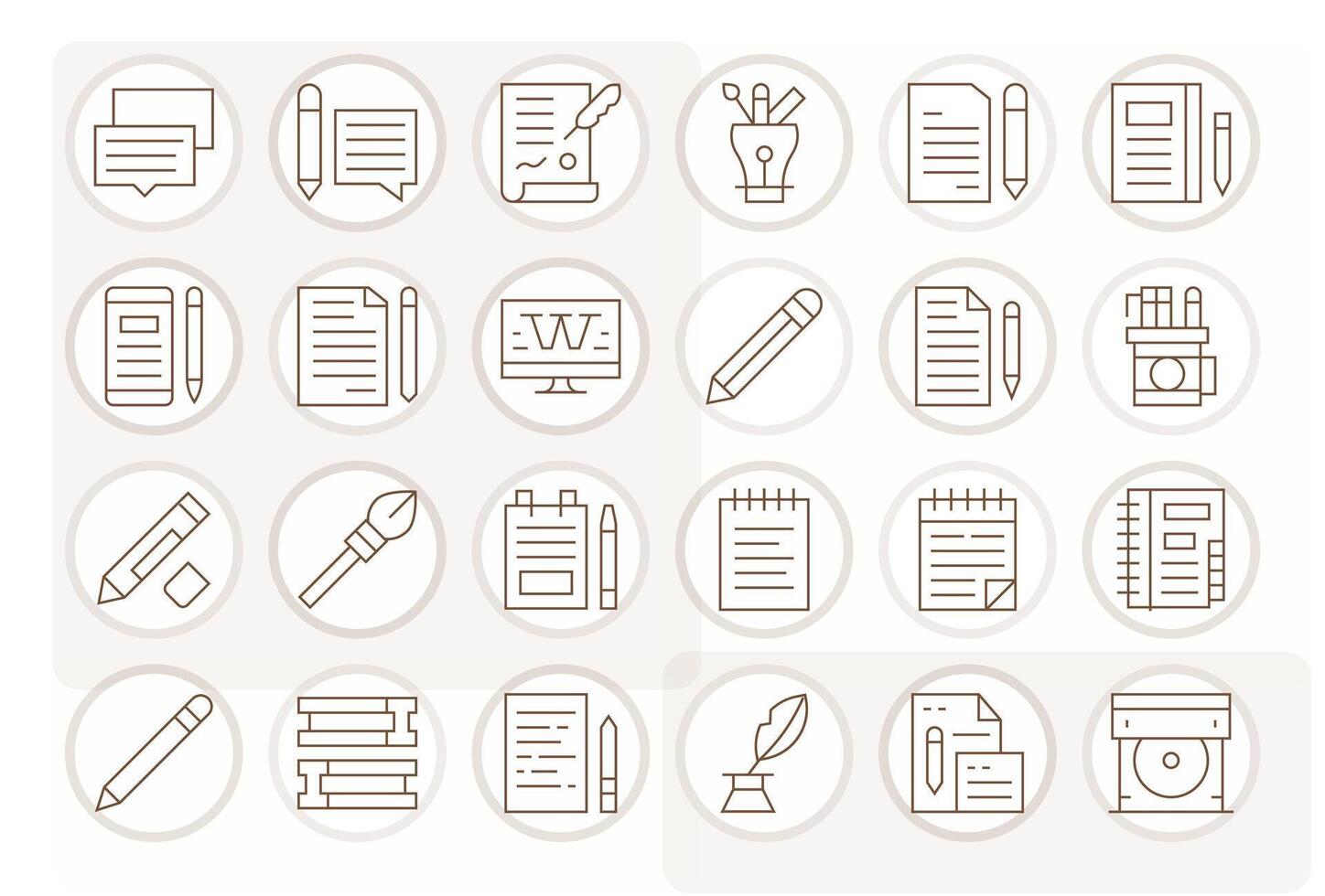 Writing Icon Library with 24 Thin Line 128x128 Editable Designs vector