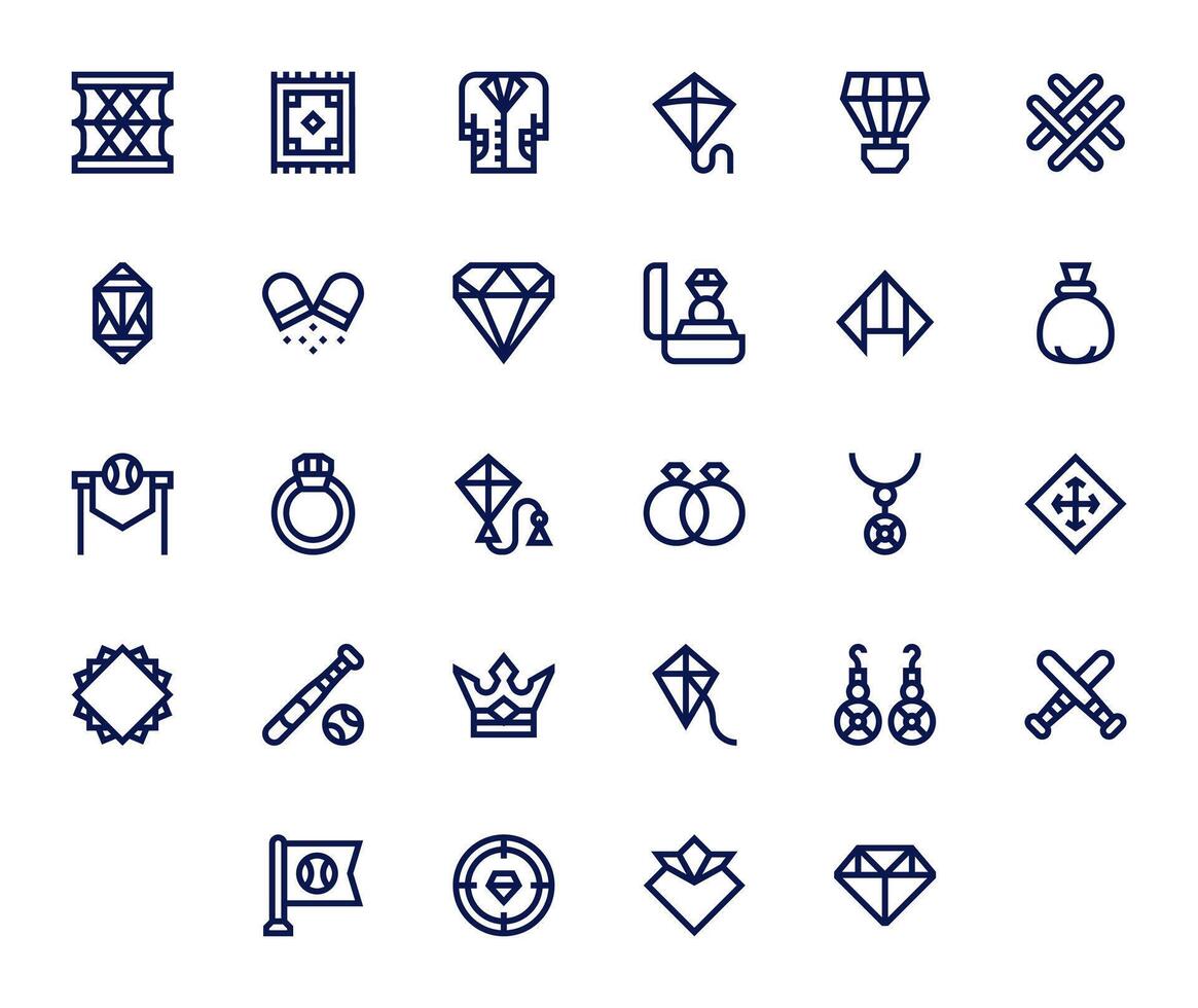 Bold Line Grid Fitted Icons from Diamond Set with 28 High Resolution Icons vector