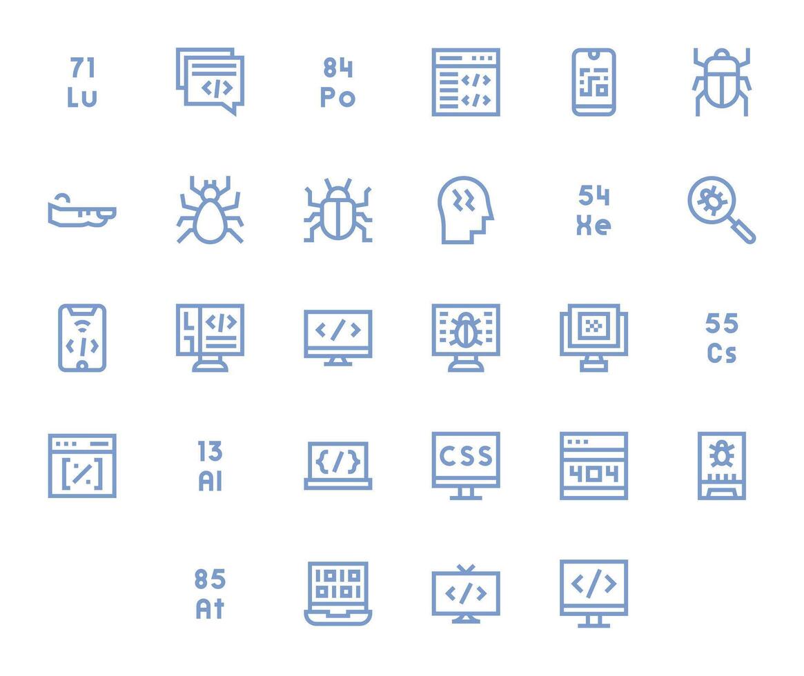 Code Premium Bundle with 28 Retina Ready Display Perfect Bold Line Icons vector