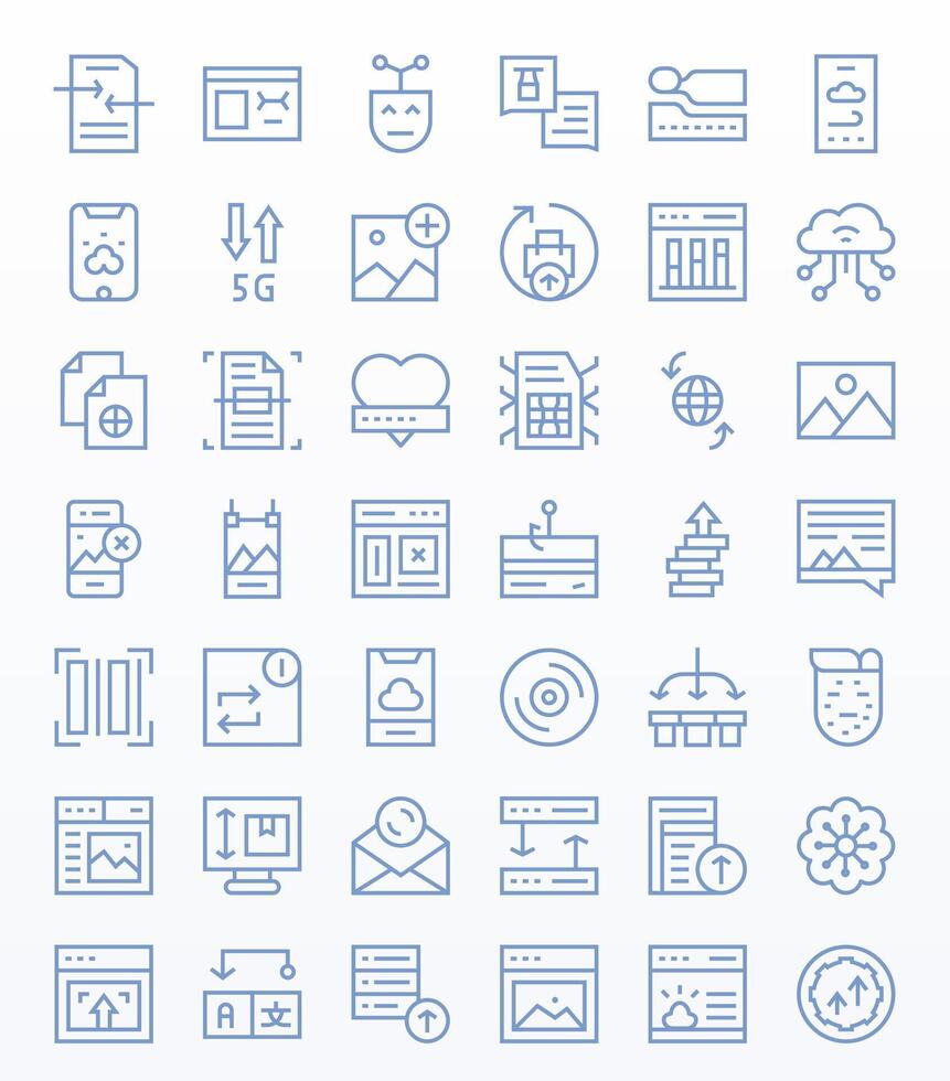 Upload Icon Library with 42 Regular Line 256x256 Pixel Optimized Designs vector