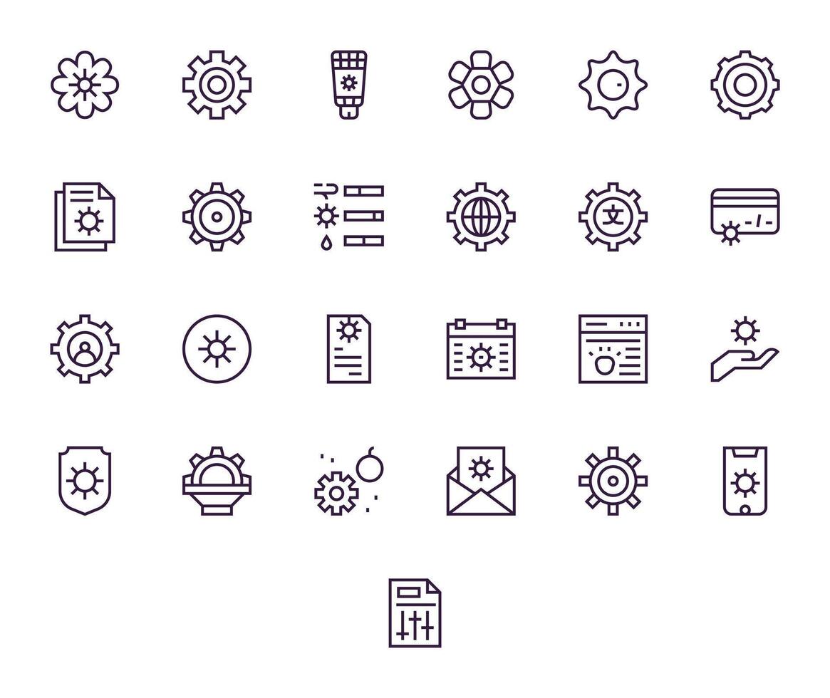 configurar profesional conjunto con 25 regular línea monitor Perfecto alto resolución íconos vector