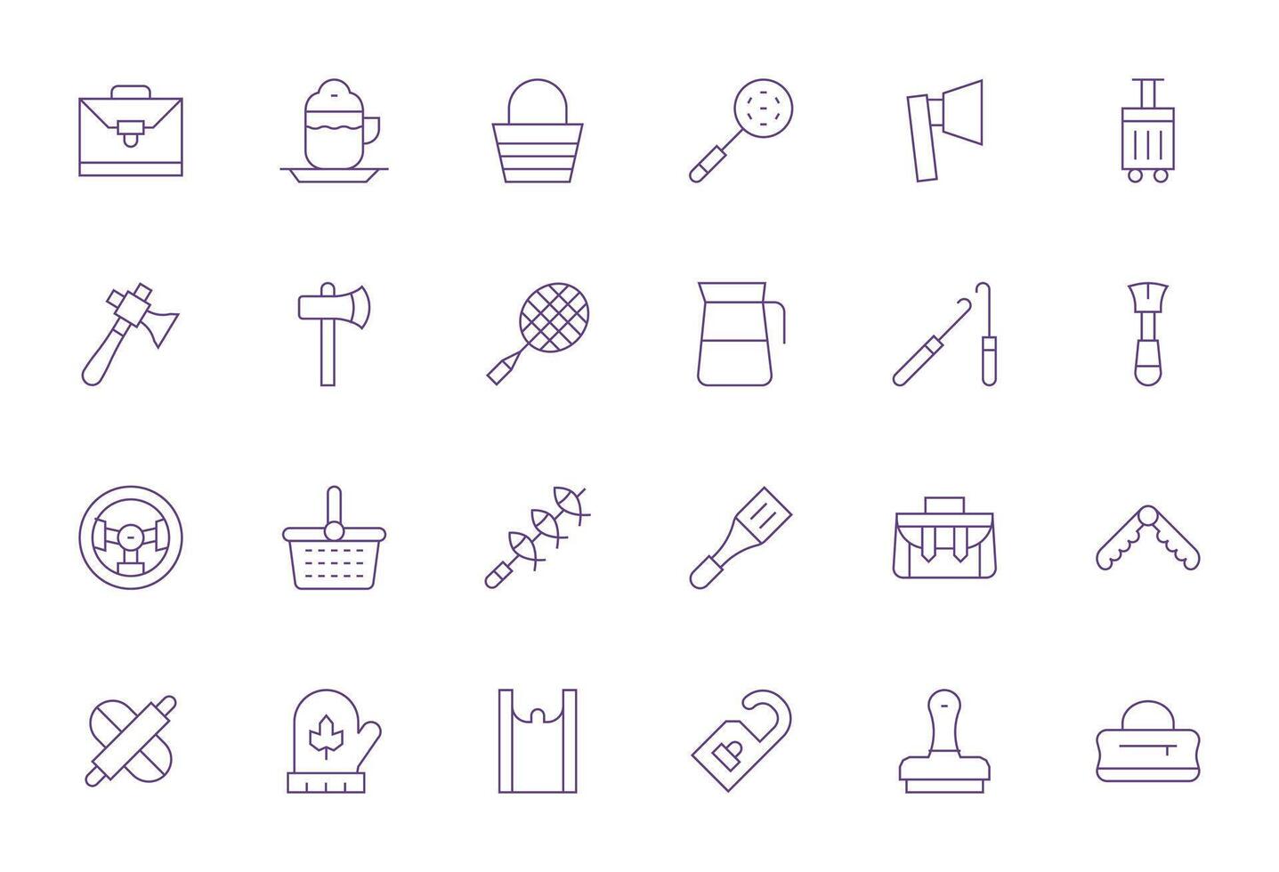 Handle Icon Toolkit featuring 24 Editable High Resolution Thin Line elements vector