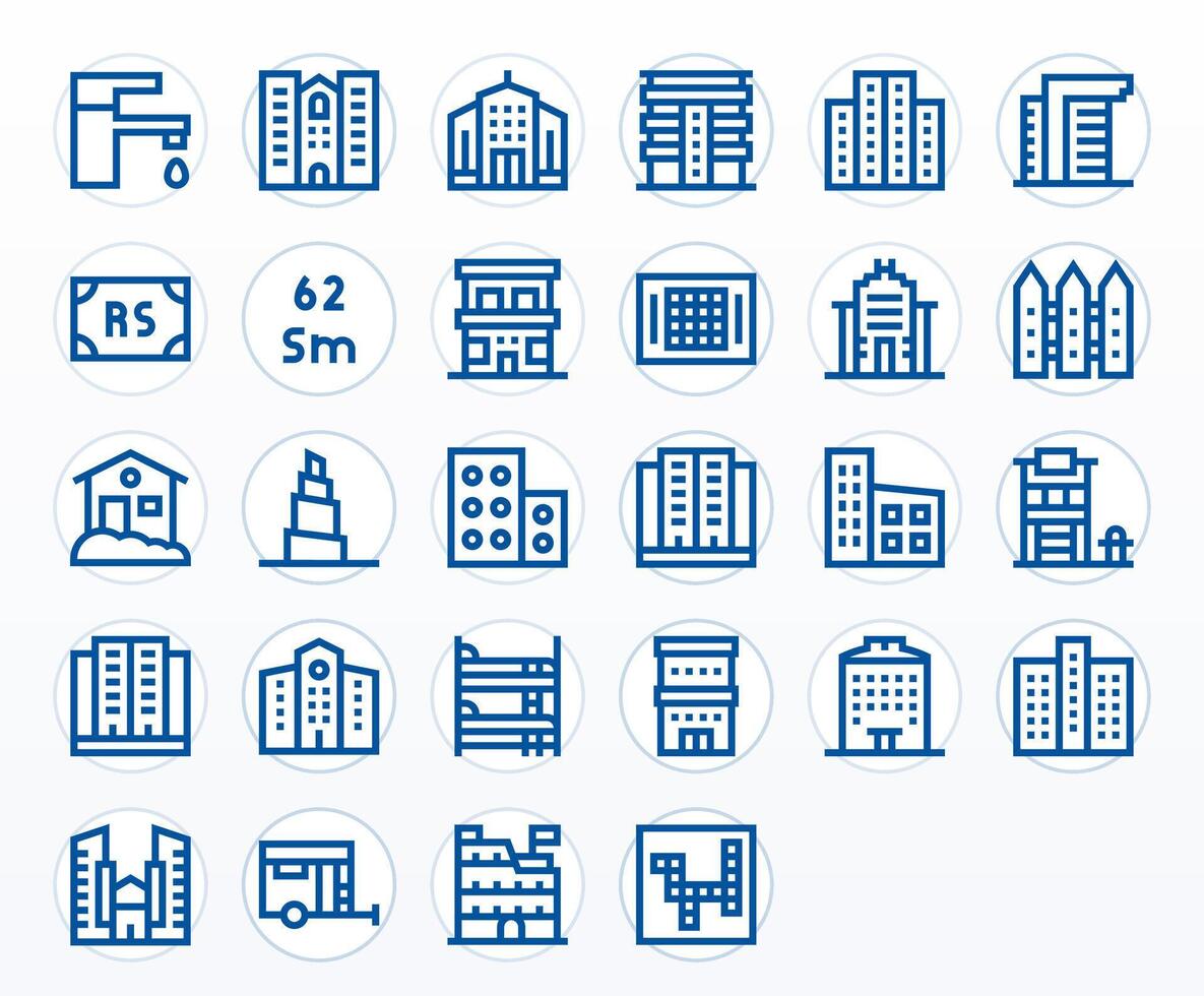 28 128x128 Icons for Housing in Pixel Optimized Bold Line Format vector