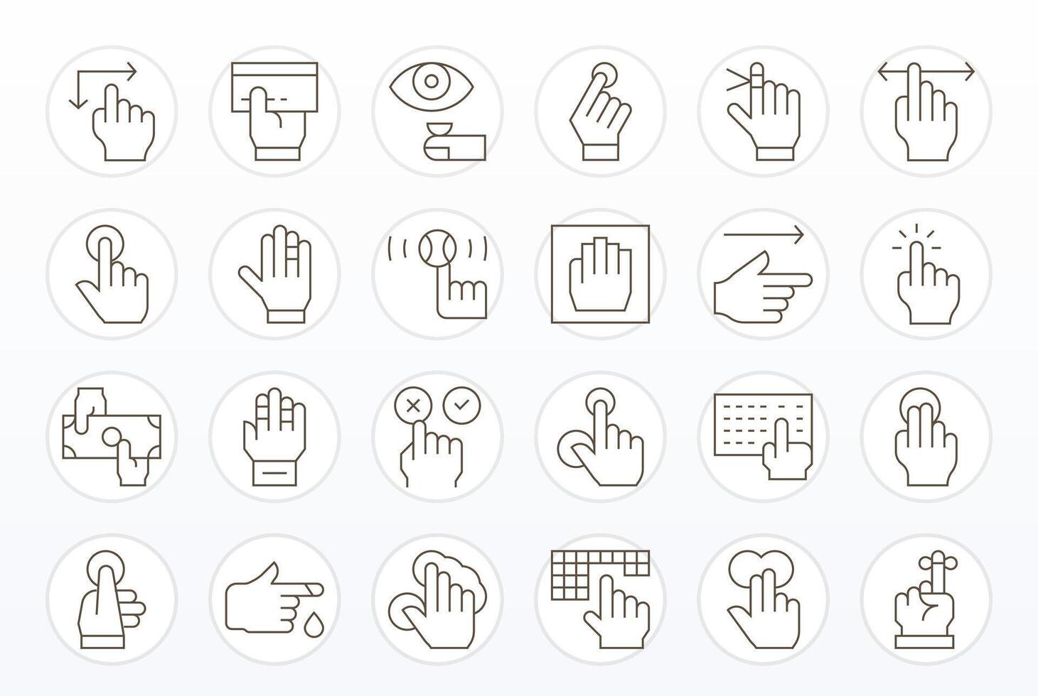 24 Thin Line Icons for Finger in crisp High Resolution Pixel Optimized resolution vector