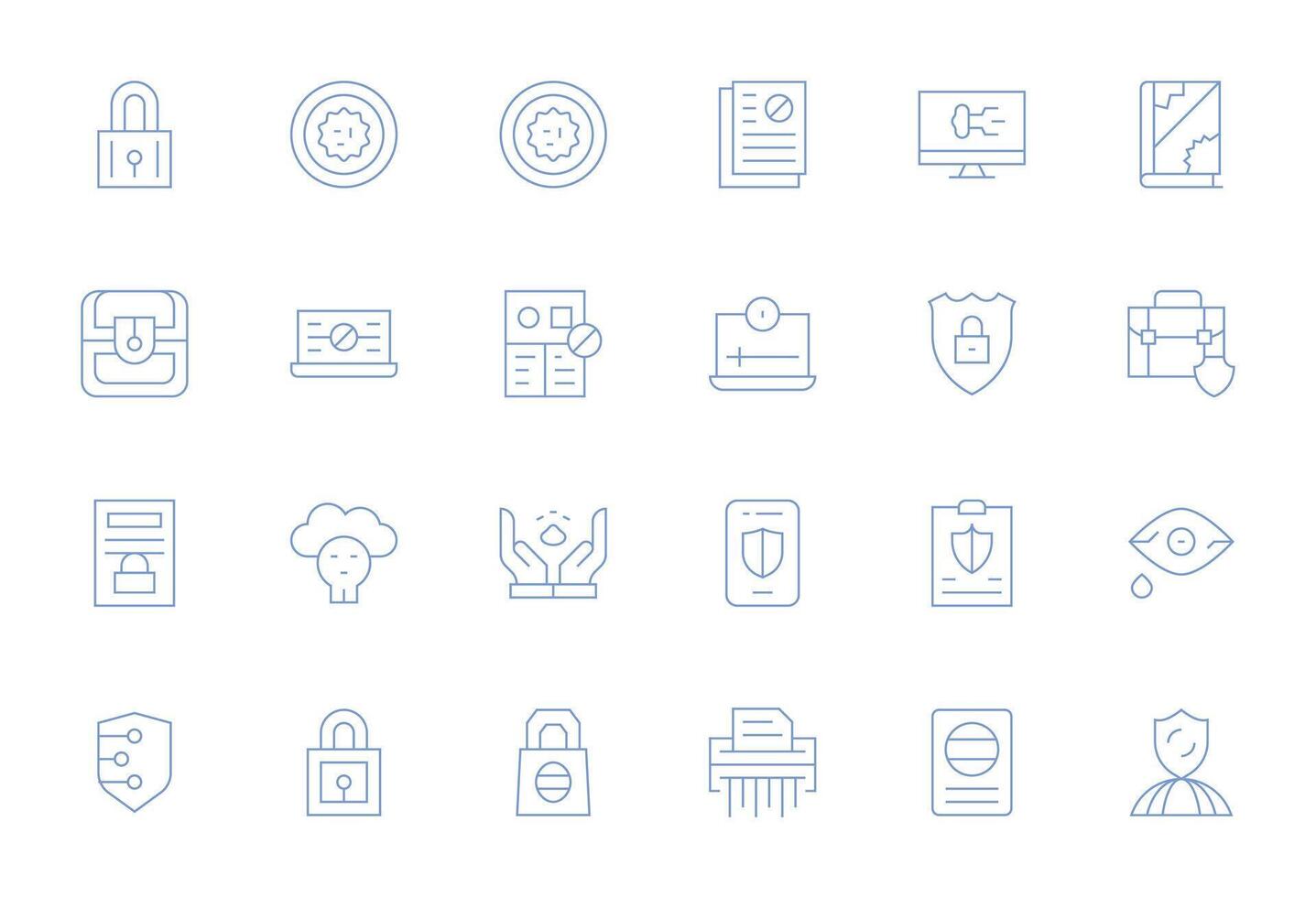 Information Security Comprehensive Bundle with 24 Grid Fitted Thin Line 128x128 Icons vector