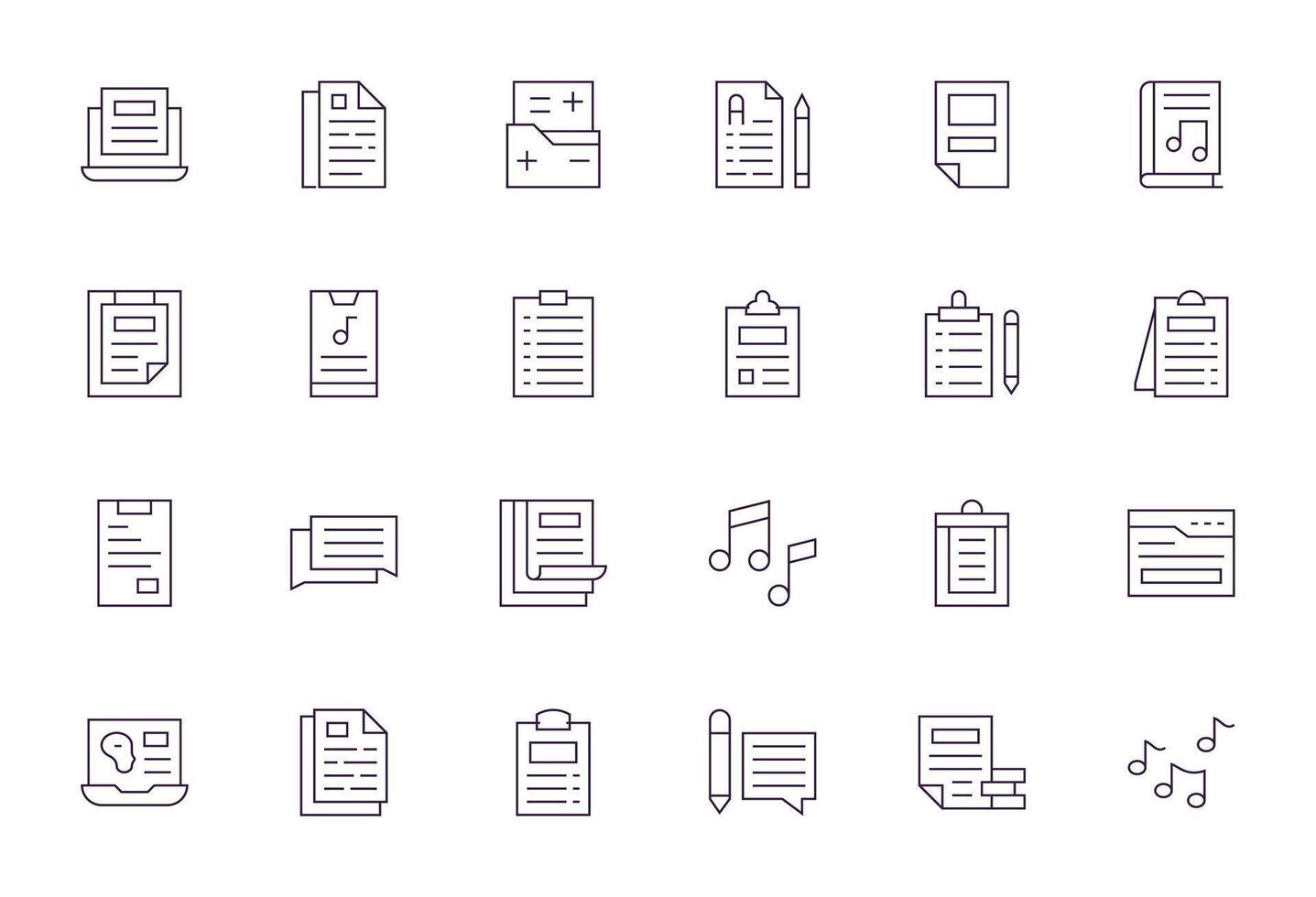 Notes Graphics featuring 24 Thin Line Editable High Resolution Designs vector