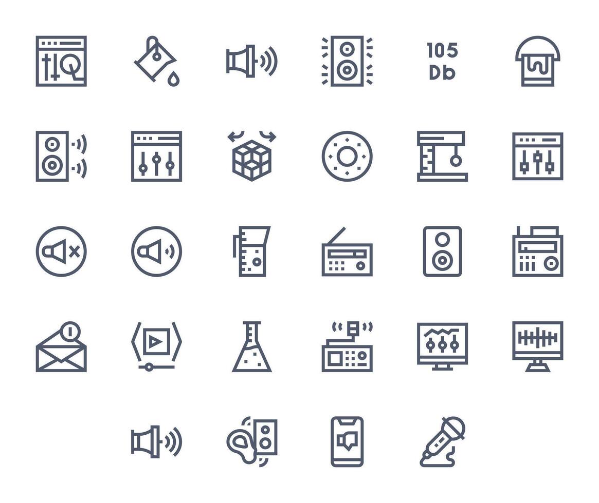 28 Bold Line Pixel Optimized Icons for Volume Graphics vector