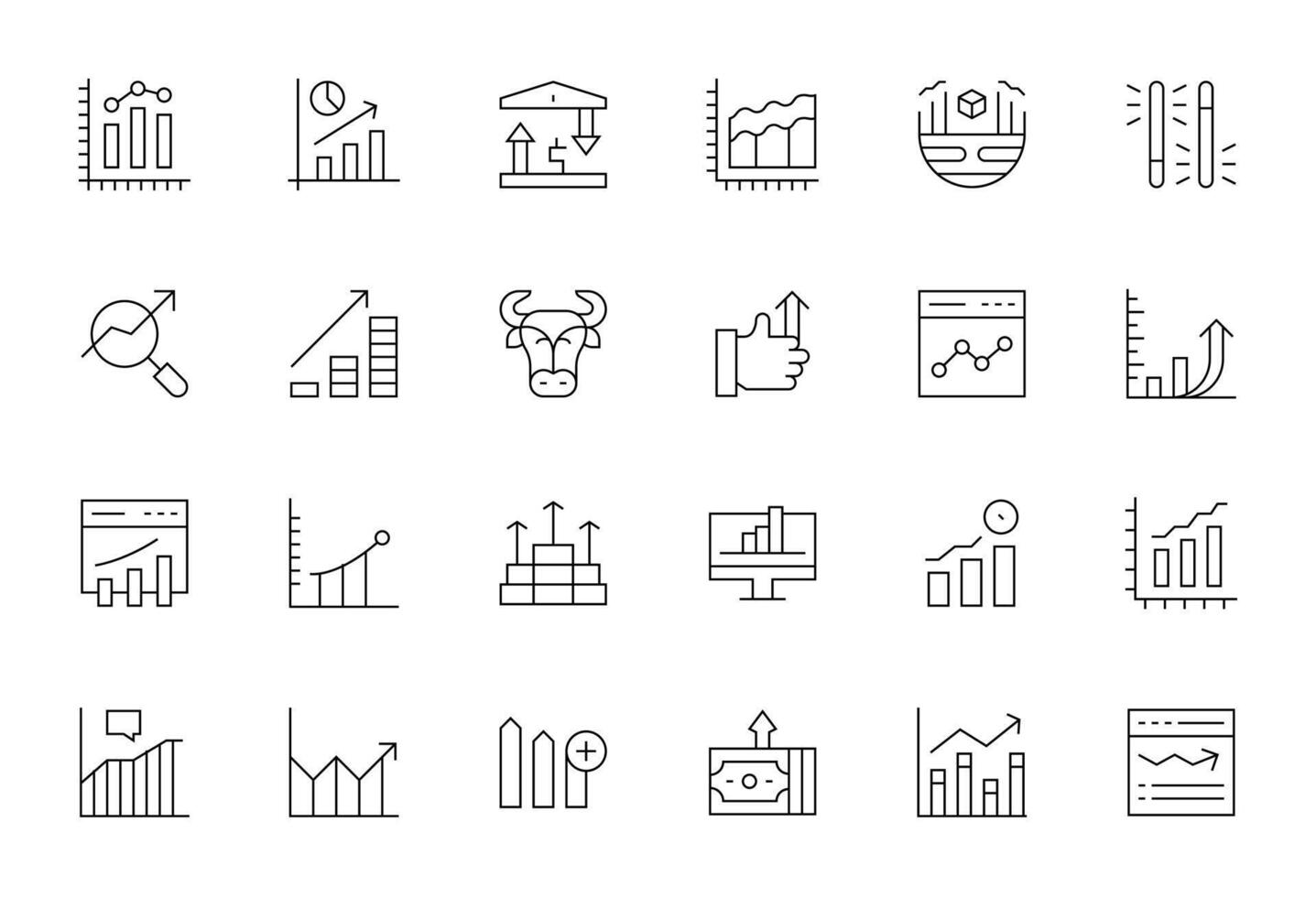Rising Comprehensive Bundle with 24 Display Perfect Thin Line High Resolution Icons vector