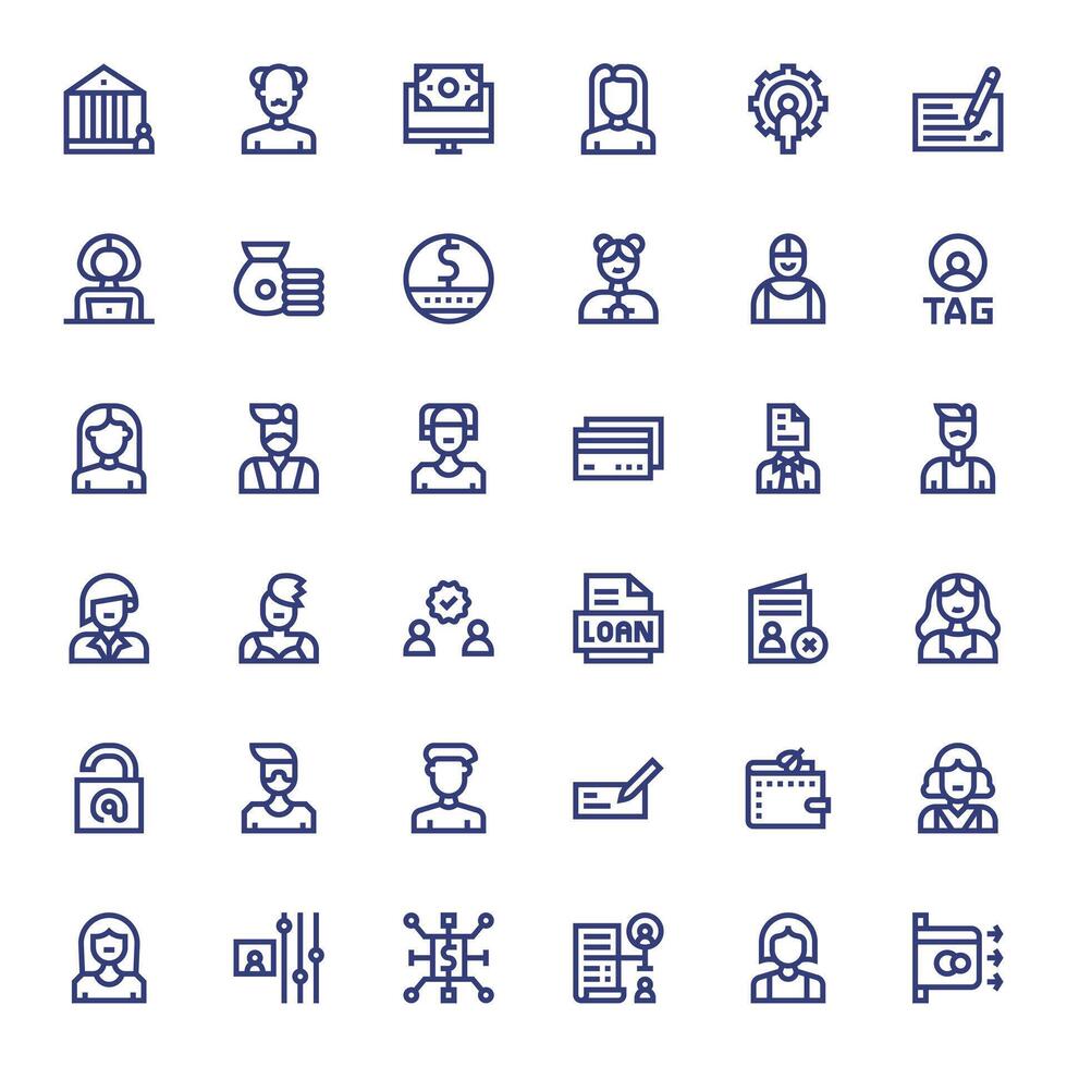 Bold Line Pixel Optimized Icons from Account Set with 36 256x256 Icons vector
