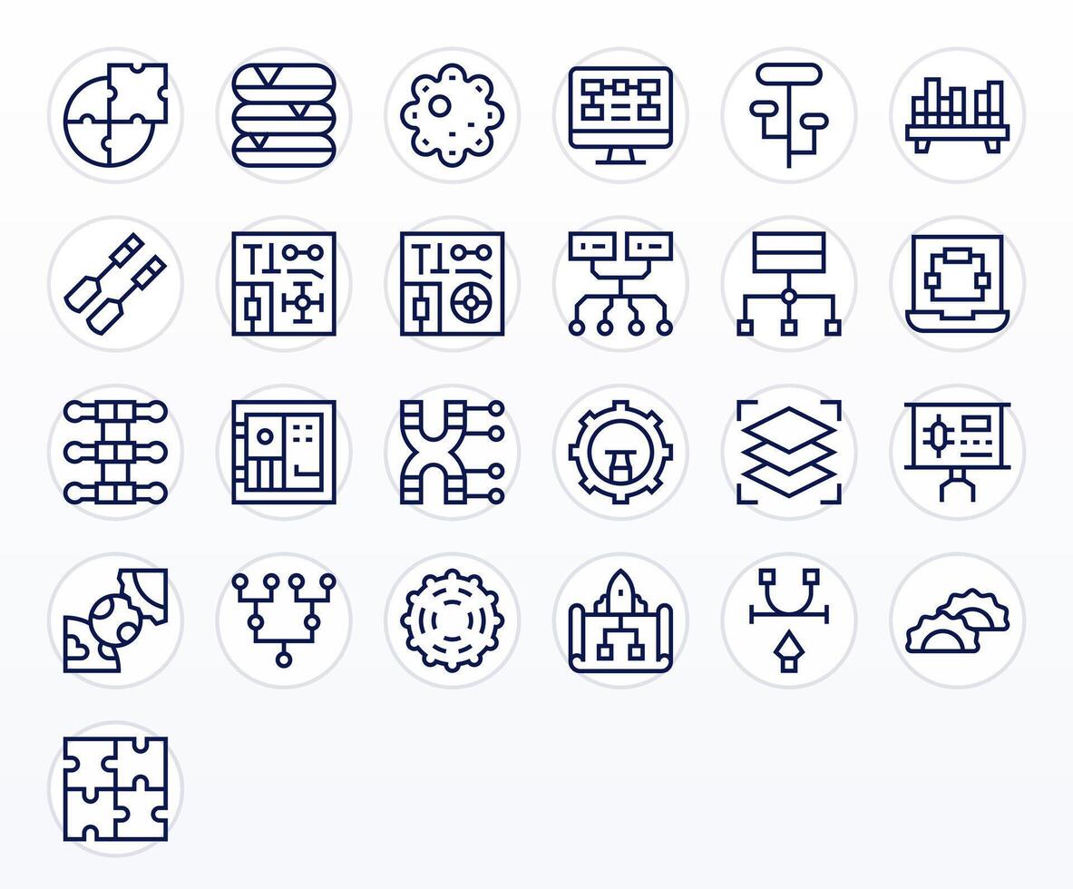 25 High Resolution Regular Line Icons optimized for Components Detail Enhanced display vector