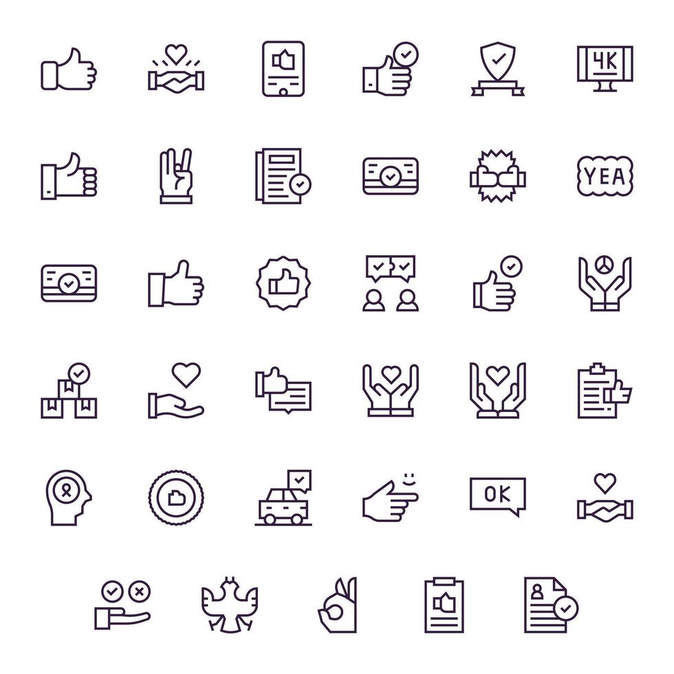 35 Regular Line Icons from Acceptance in 256x256 Pixel Aligned Quality vector
