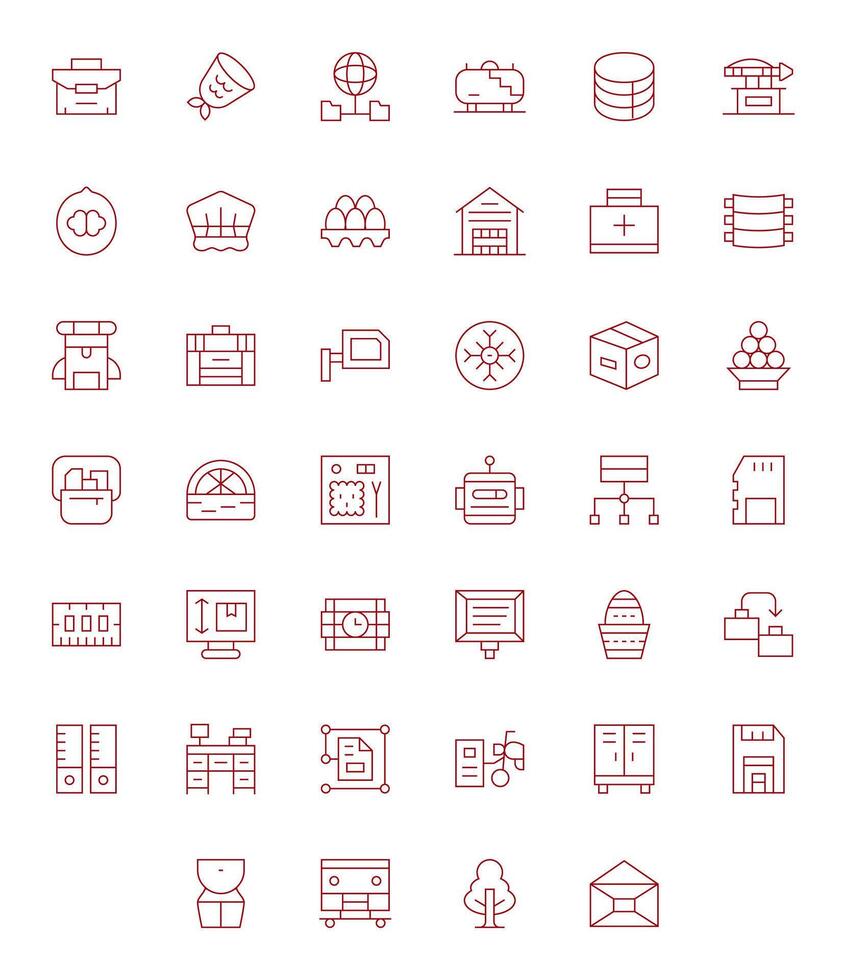 Storage Scalable Set featuring 40 Editable Thin Line High Resolution Icons vector