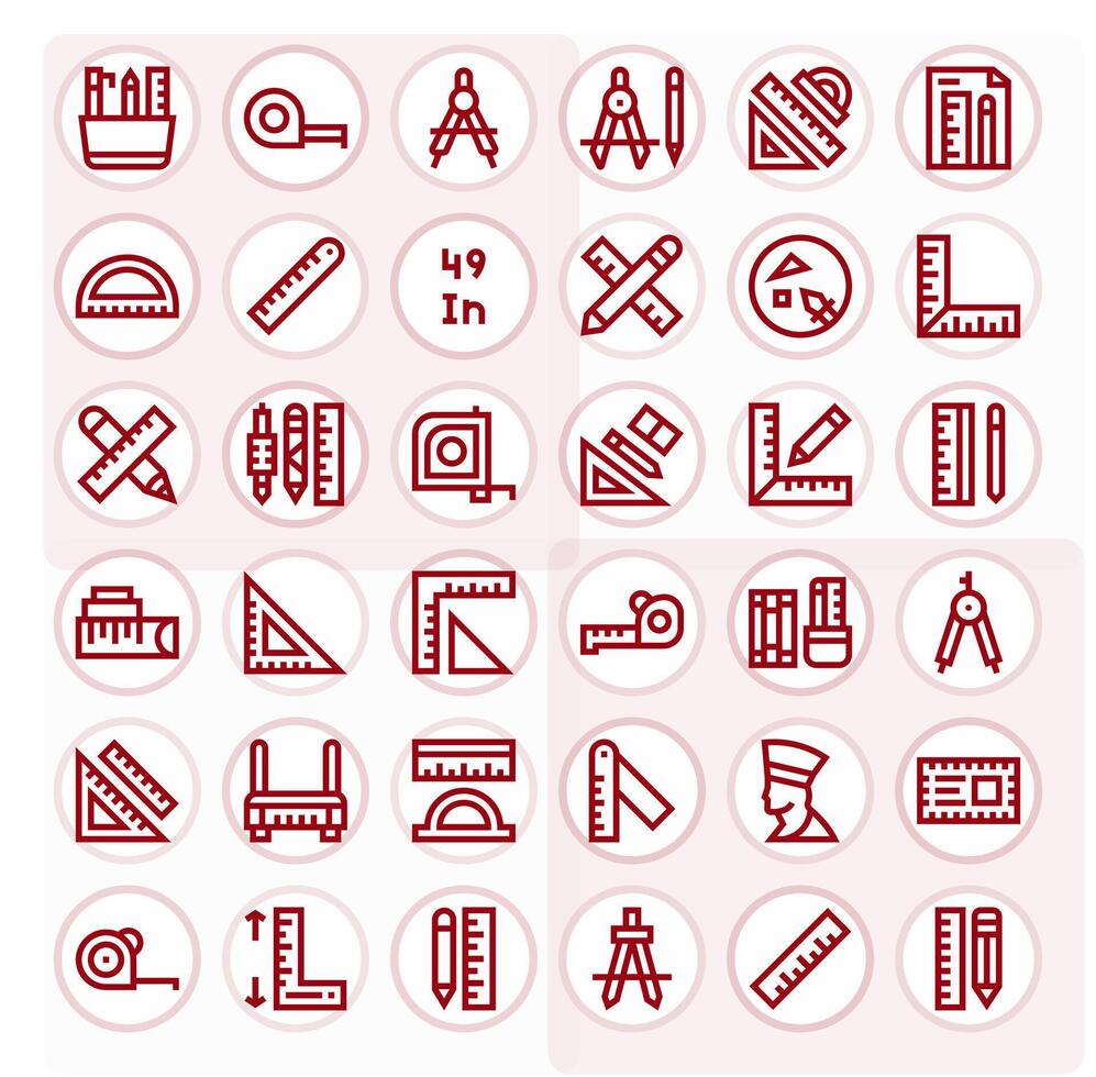 Ruler Scalable Set featuring 36 Editable Bold Line High Resolution Icons vector