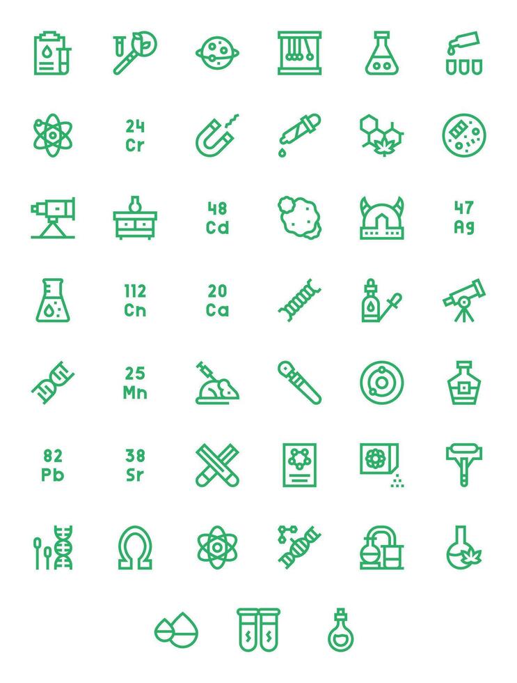 Science Comprehensive Bundle with 45 Pixel Optimized Bold Line 256x256 Icons vector