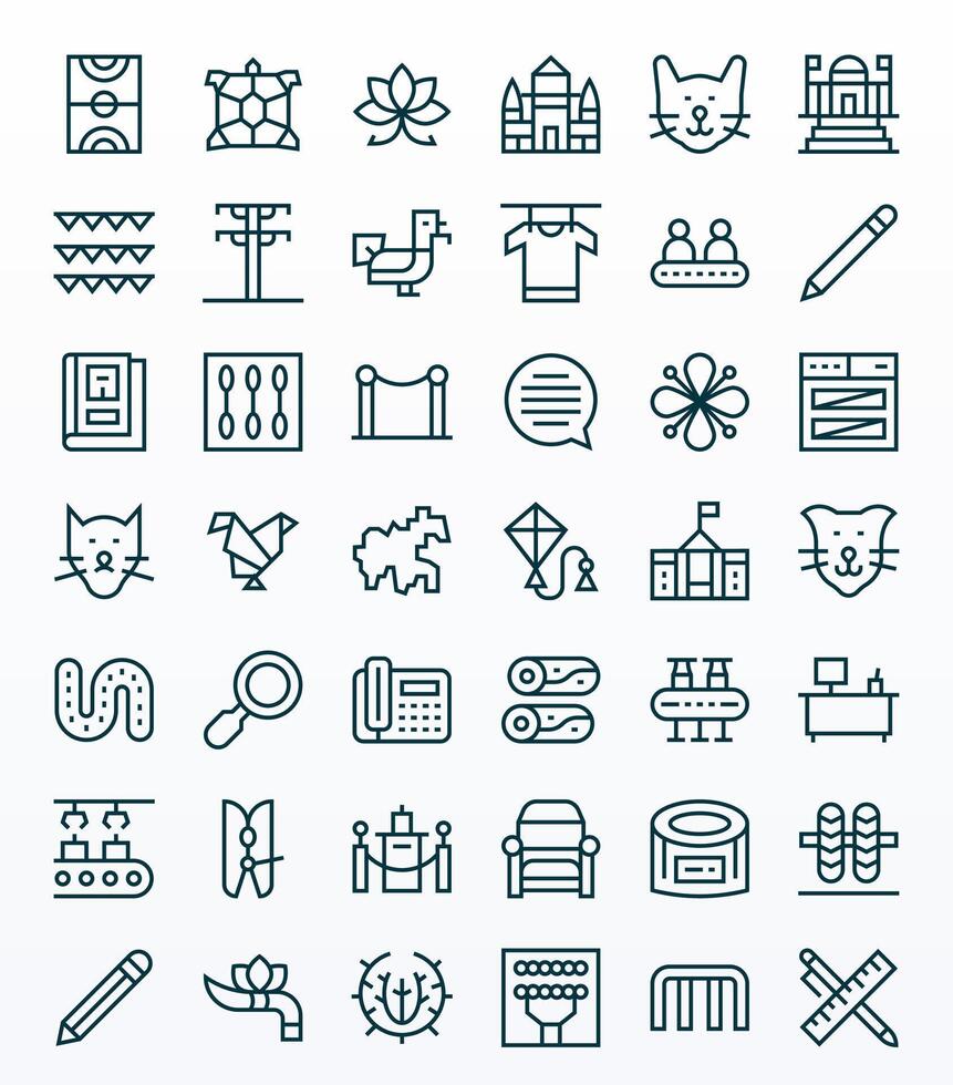 42 Regular Line Icons for Line in crisp 256x256 Editable resolution vector