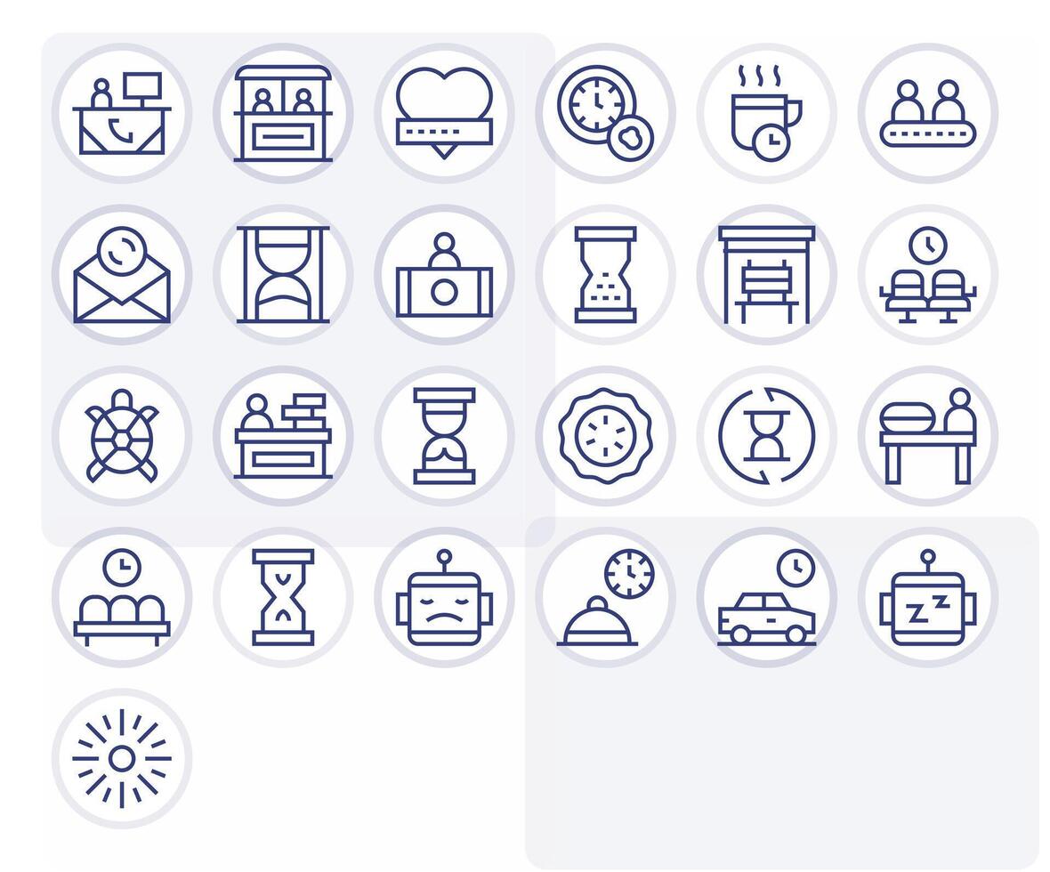 Waiting Comprehensive Bundle with 25 Pixel Optimized Regular Line High Resolution Icons vector