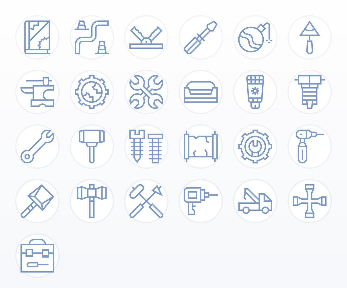 25 High Resolution Display Perfect Icons for Repairing in Regular Line Theme vector