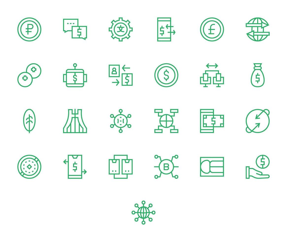 25 High Resolution Icons for Exchange in Grid Fitted Regular Line Format vector