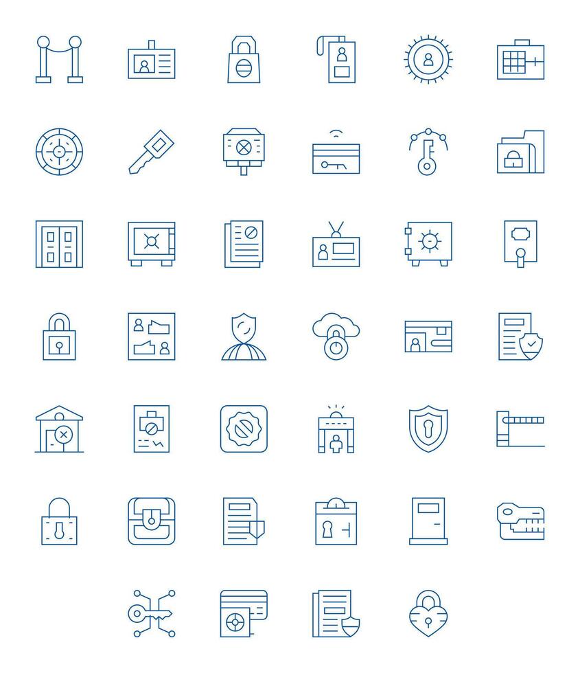 Access Control Modern Collection with 40 Thin Line High Resolution Grid Fitted Icons vector
