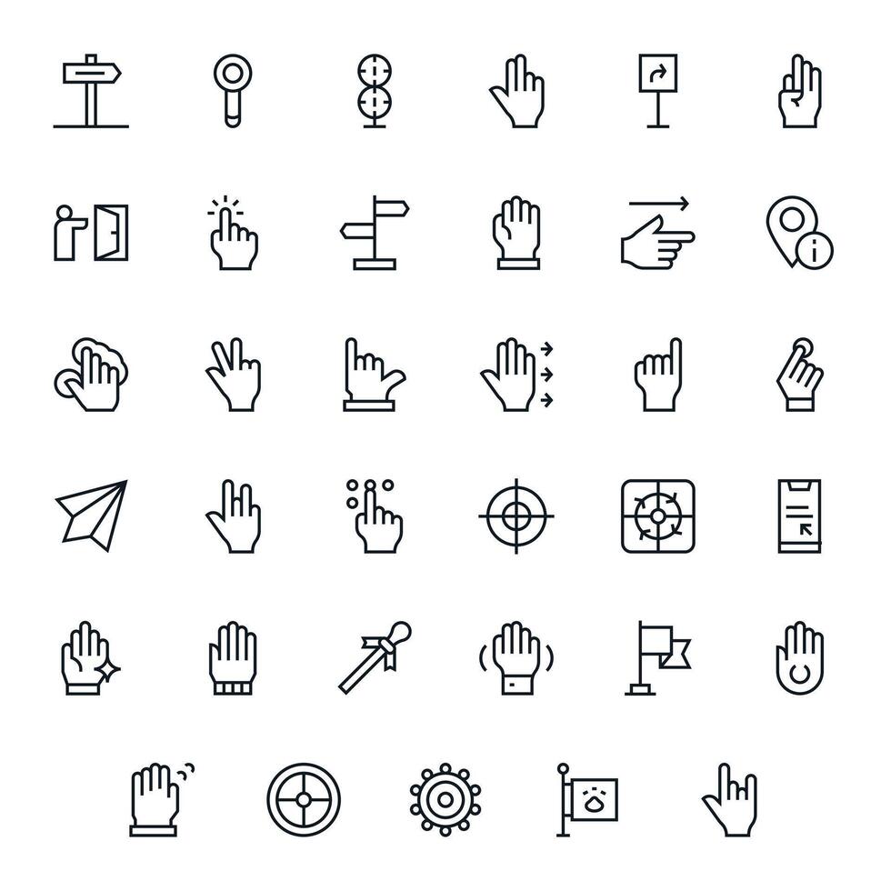 35 256x256 Regular Line Icons optimized for Pointer Editable display vector