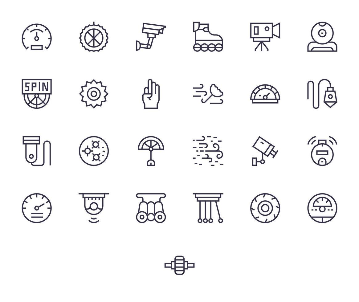 25 Grid Fitted High Resolution Icons for Motion in elegant Regular Line design vector