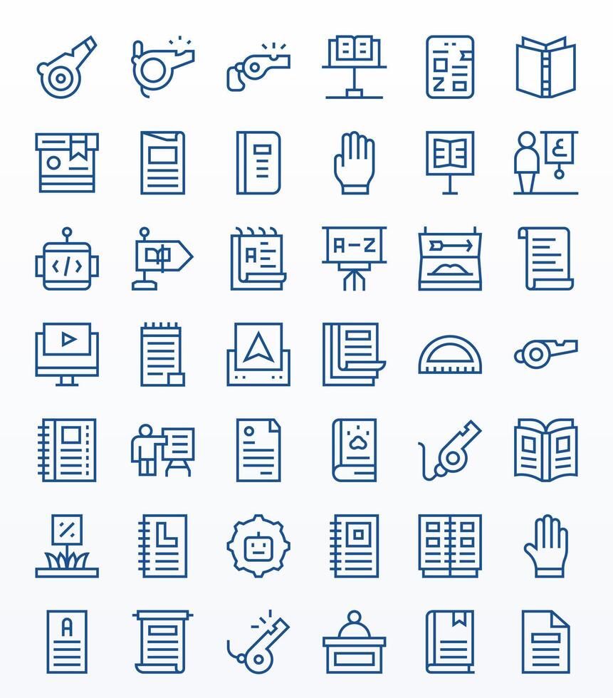 Instruction Icon Set with 42 Regular Line 128x128 Detail Enhanced Graphics vector