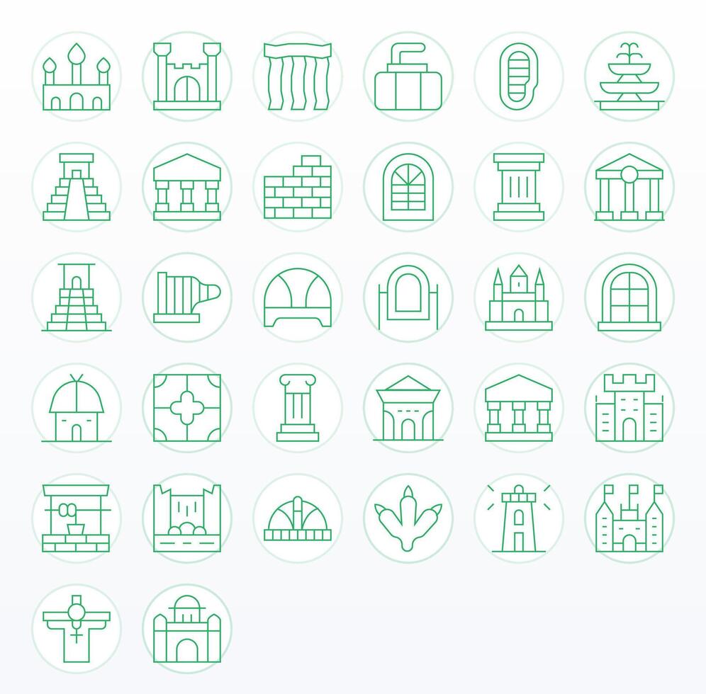 32 Thin Line Pixel Aligned Icons crafted for Stone High Resolution applications vector