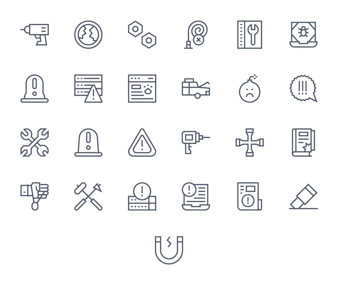 25 Regular Line PIXEL Perfect Icons crafted for Fix 128x128 applications vector