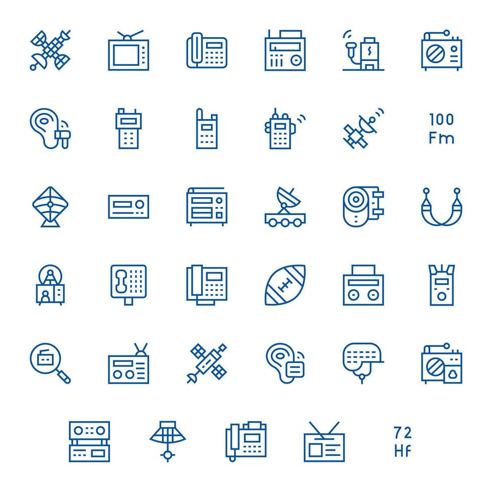 35 Pixel Aligned Regular Line Icons from Receiver Collection vector