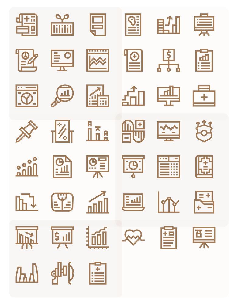 Chart Graphics Pack including 45 Bold Line 256x256 Pixel Optimized Icons vector