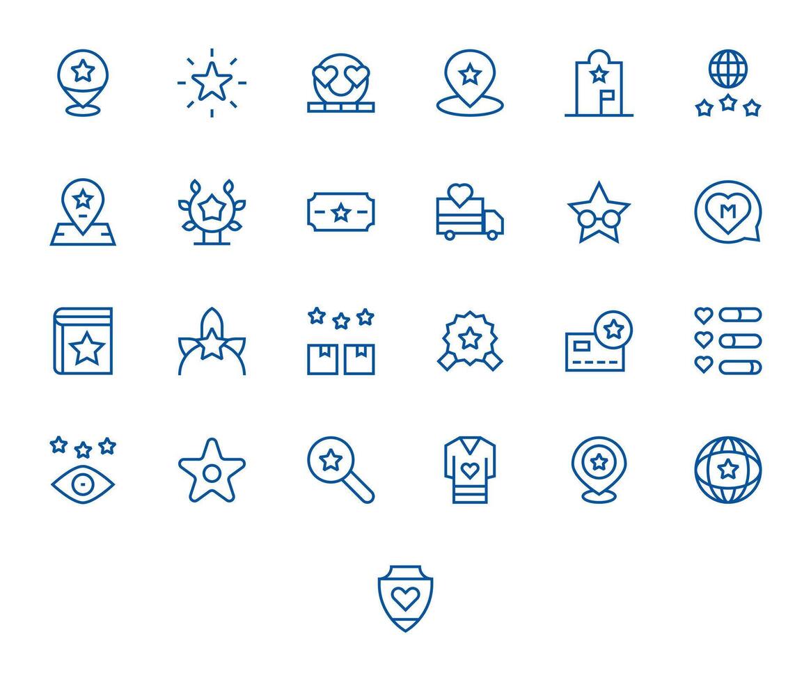 Recommended Visual Pack containing 25 Regular Line Pixel Optimized Icons vector