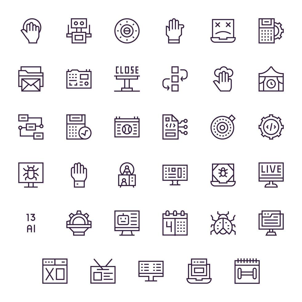 programa diseño íconos presentando 35 píxel alineado regular línea estilo vector