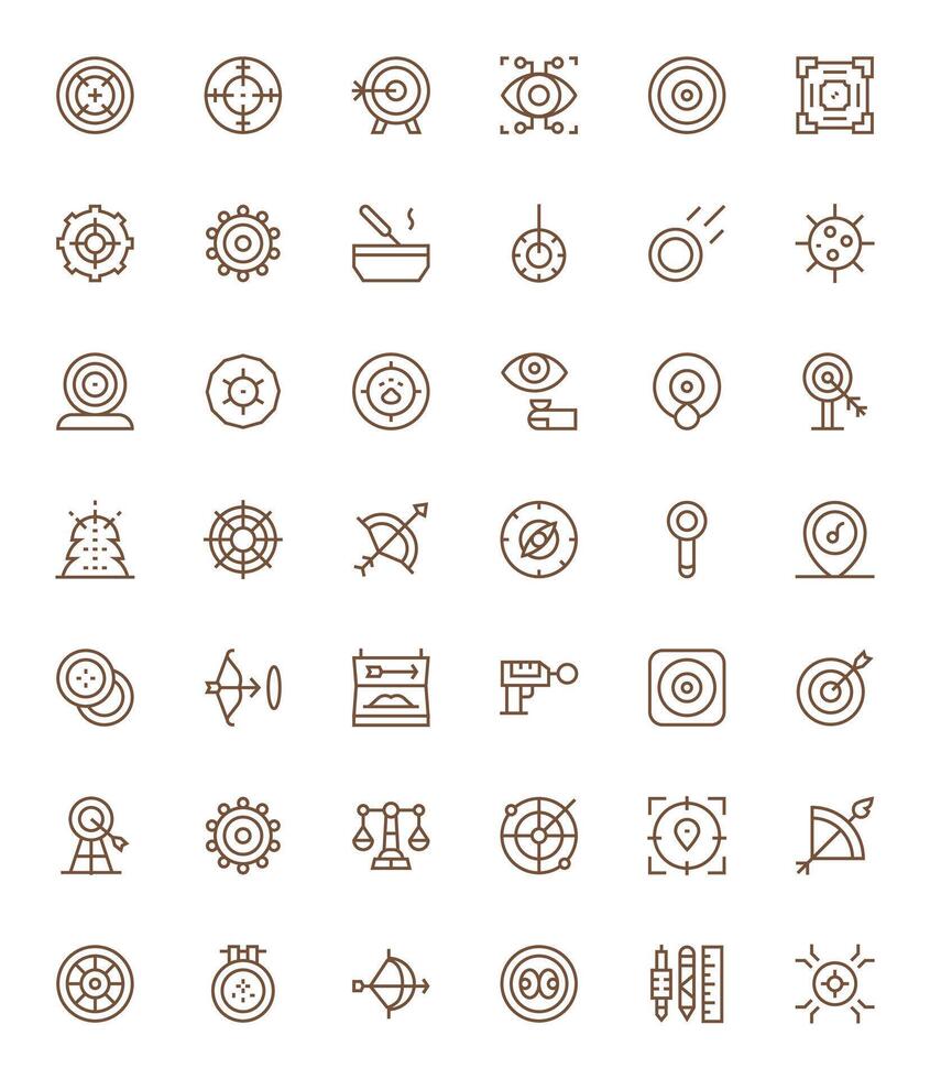 Accuracy Icon Collection featuring 42 Pixel Optimized 256x256 Regular Line Designs vector