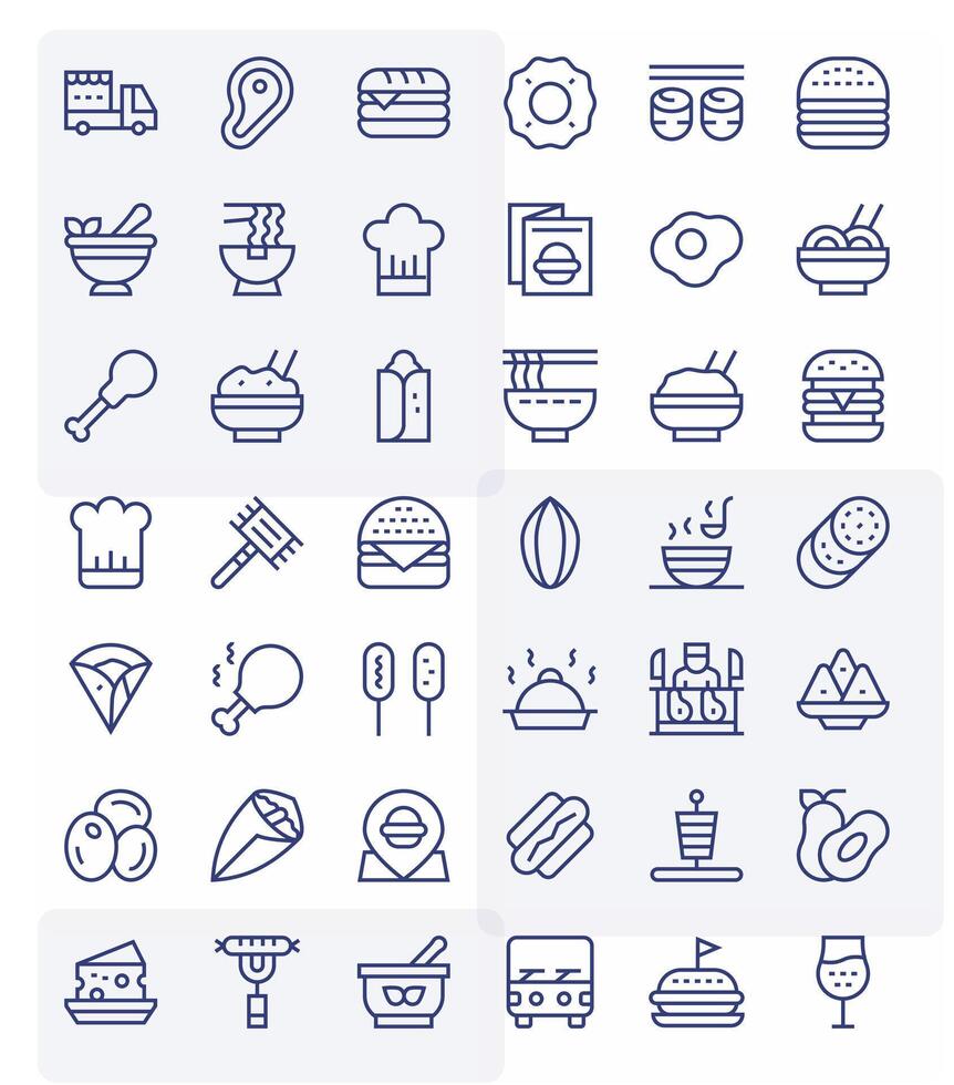 42 Pixel Optimized Regular Line Icons designed for Cuisine Interface vector