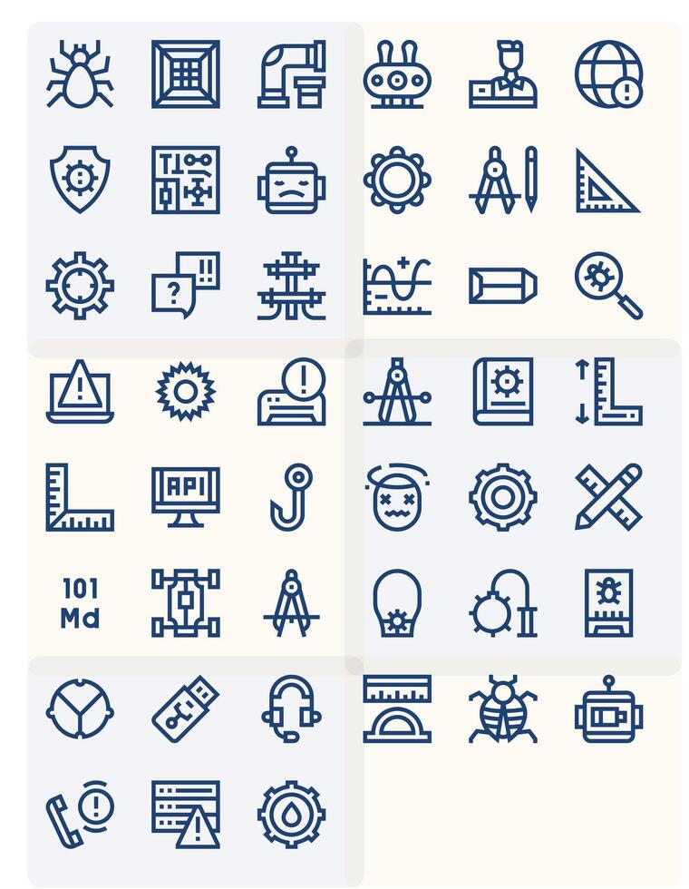 45 Bold Line Display Perfect High Resolution Icons from Technical Suite vector